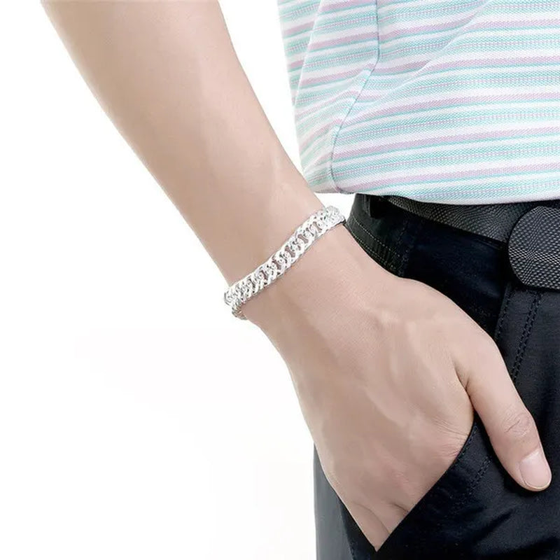 NEW! Exquisite Men Solid Heavy 925 Sterling Silver Smooth Necklace Bracelet Curb Chain Jewelry