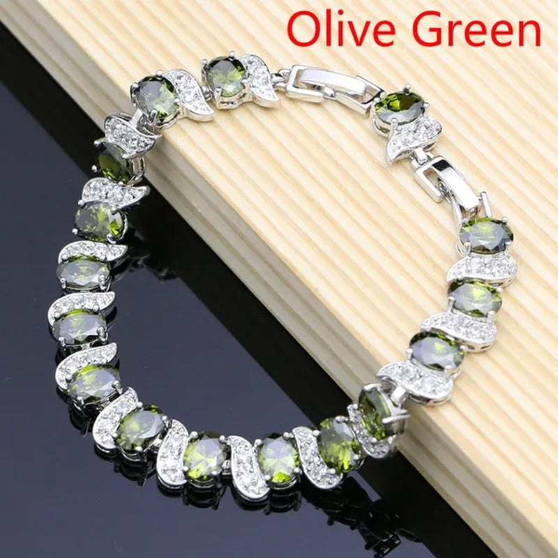 925 Silver Bracelet Multi-Color Zircon Bracelet Health Fashion Jewelry for Women 12 Colors Gemstone