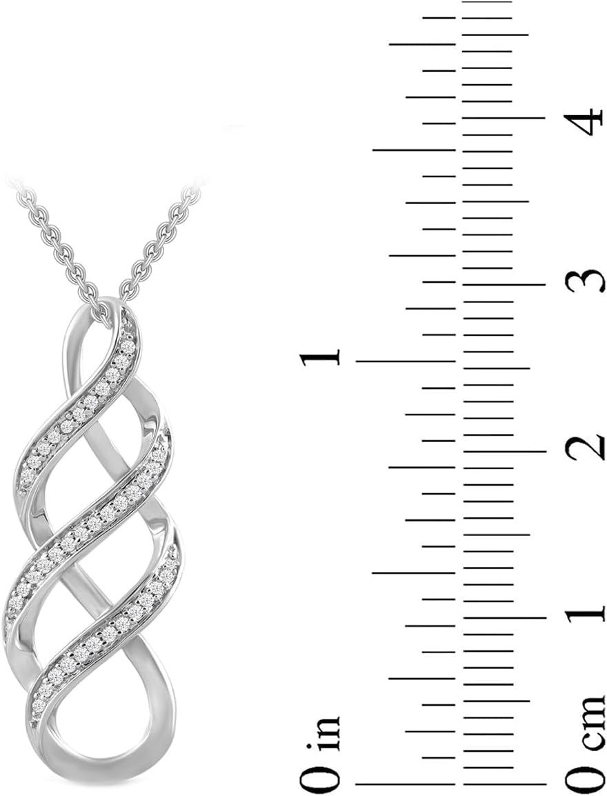 Women'S Sterling Silver Diamond Twist Pendant Necklace (1/10 Cttw), 18" (Previously Amazon Collection)