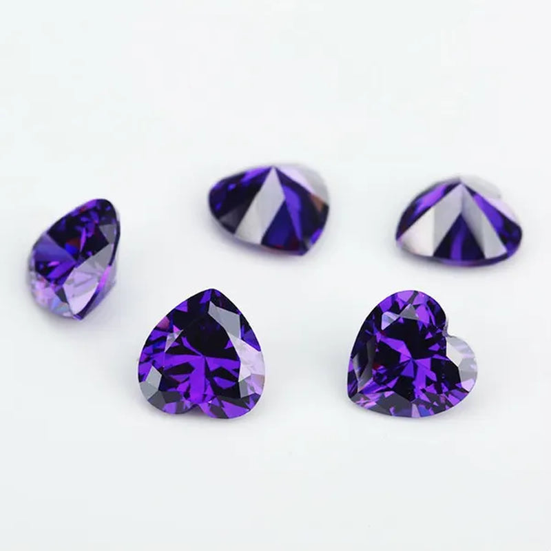 50Pcs 3X3~15X15 AAAAA Heart Shape White , Voilet,Olive , Purple, Black, Pink Cubic Zirconia Stone Loose Cz