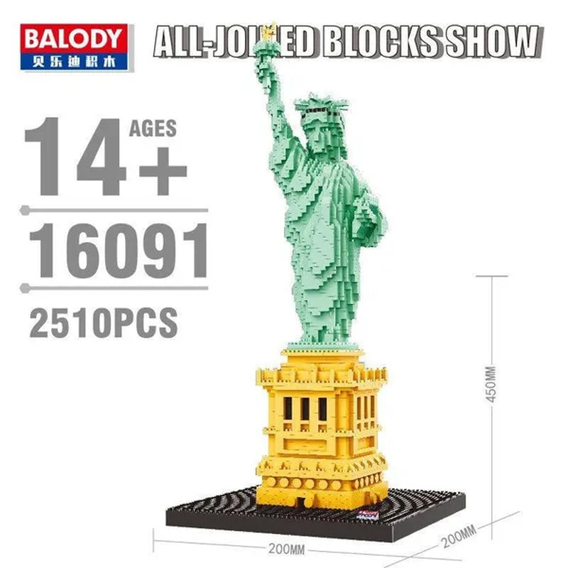 World Architecture Building Blocks Set Landmarks Diamond Blocks Toys (Height 20-40cm) Saint Basil's Cathedral, Big Ben, Taj Mahal, White House, Louvre Museum, Arc de Triomphe, London Bridge