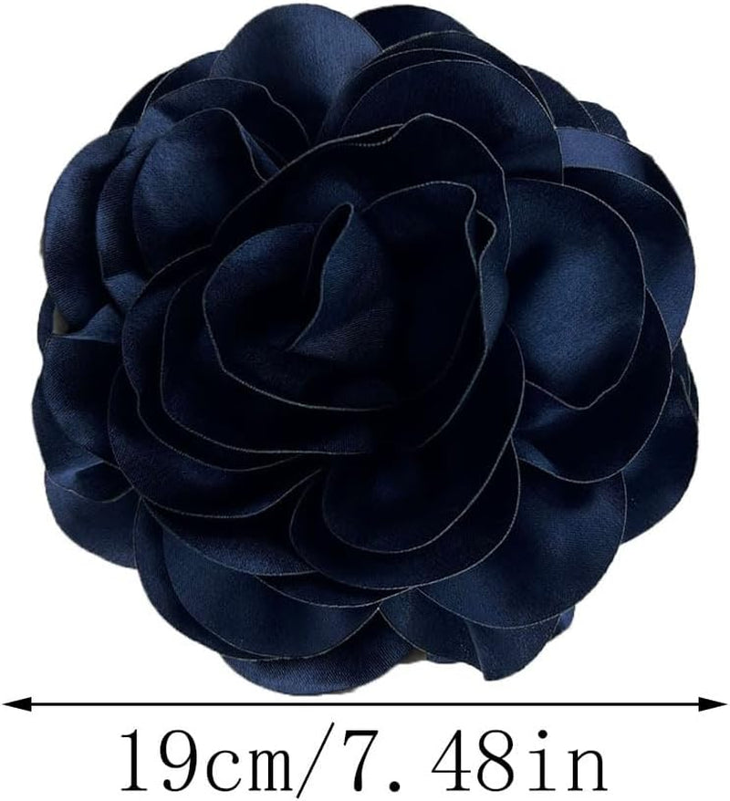 19Mm Extra Large Rose Flower Brooches Lapel Pins Dainty Satin Fabric Brooches Big Camellia Flower Brooch Pin for Women Wedding Part Dance Clothes Accessories Jewelry