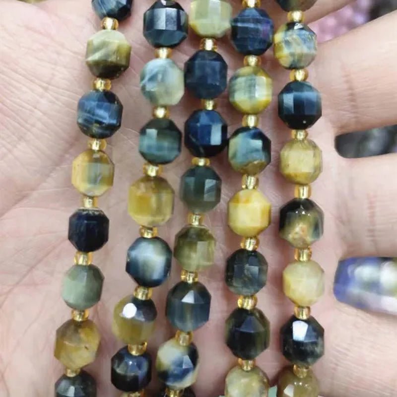 8mm Faceted Natural Blue Apatite Morganite Tiger eye Citrine Strawberry Sunstone Gem Stone Beads Round Loose Spacer Beads