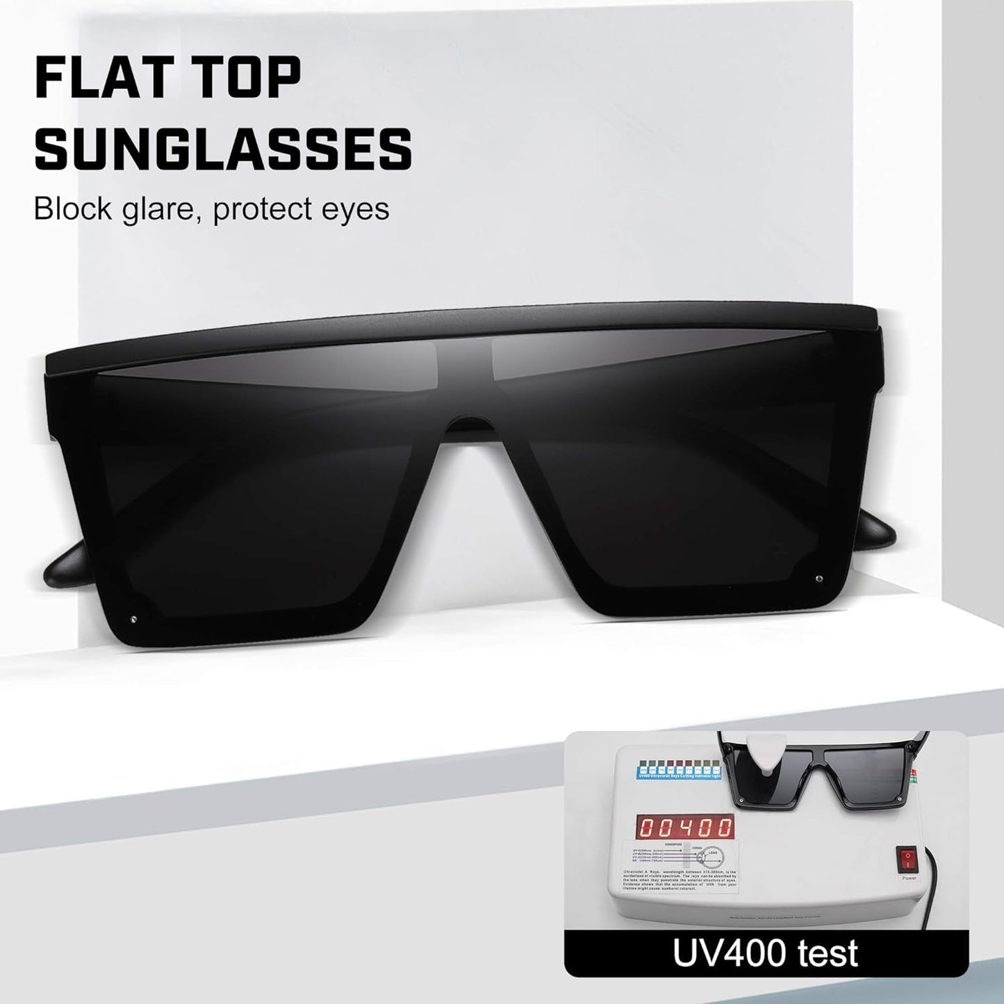 Square Sunglasses for Women Men Fashion Big Frame Flat Top Sun Glasses Mirror Lens