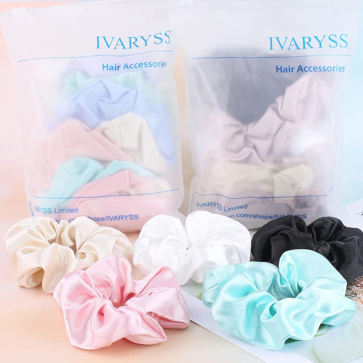 Scrunchies for Hair Sleep, Premium Satin Soft than Silk for Women Curly Hair, Cute Bands Ties for Girls Thin | Thick Hair Styling, 12 Pack, Black