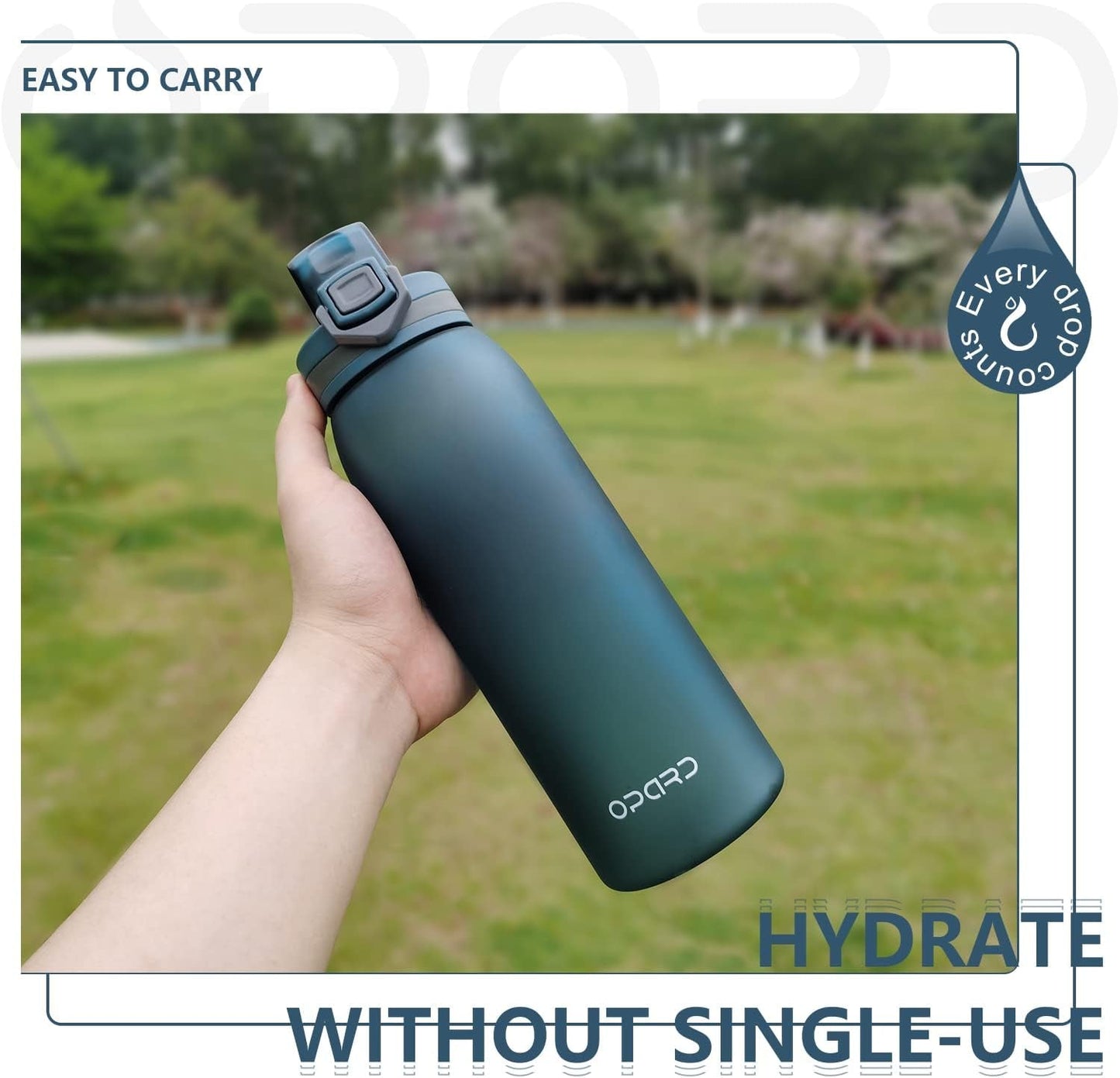 32Oz Sports Water Bottle with Leak Proof Flip Top Lid BPA Free Tritan Reusable Plastic for Gym and Outdoor