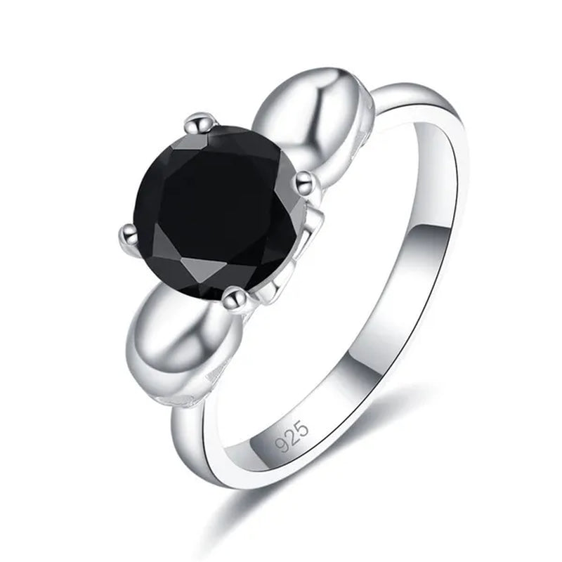 Women Men Rainbow Topaz & Black Spinel Gemstone 925 Sterling Silver Wedding Engagement Band Cocktail Skull Ring Size 6 7 8 9