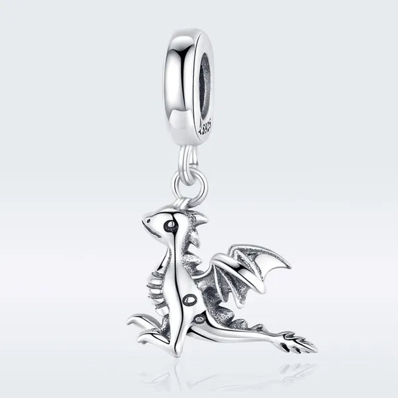 Vintage 925 Sterling Silver Legend Smaug Dragon Pendant Charms Fit Charm Bracelets for Women Halloween Jewelry Gifts