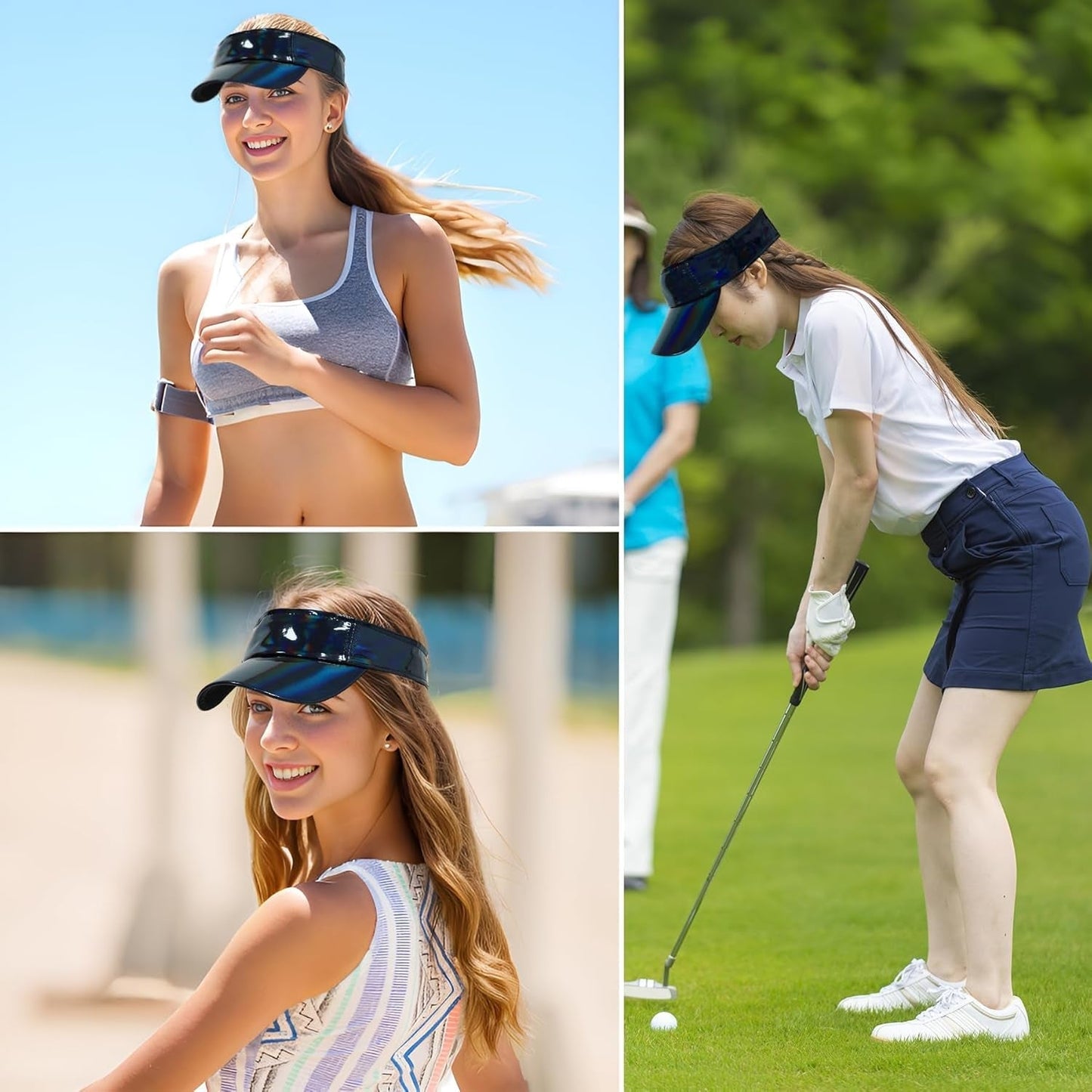 1 Piece of Sport Wear Athletic Visor Sun Sports Visor Hat Laser Visor Adjustable Cap for Women and Men (One Size)