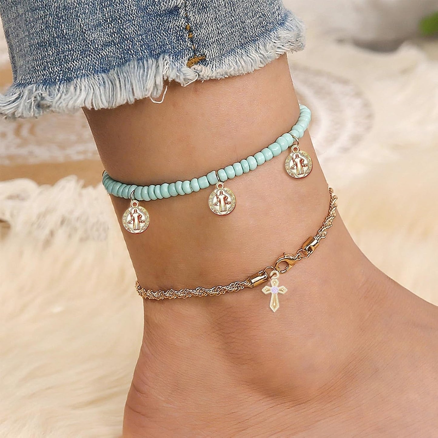 100Pcs 10Colors Rhinestone Tiny Cross Charms Alloy Crystal Mini Crucifix Pendant Beads for Catholic Jewelry Making Necklace Bracelet Earring Keychain DIY Gift Idea Handmade