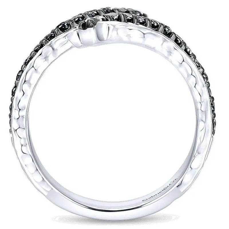 Women'S Classic Creative Black and White Diamond Ring Ring 925 Silver Lady Ring