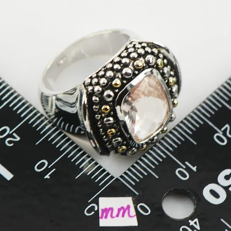 Morganite 925 Sterling Silver Fashion Ring Size 6 7 8 9 10 F957