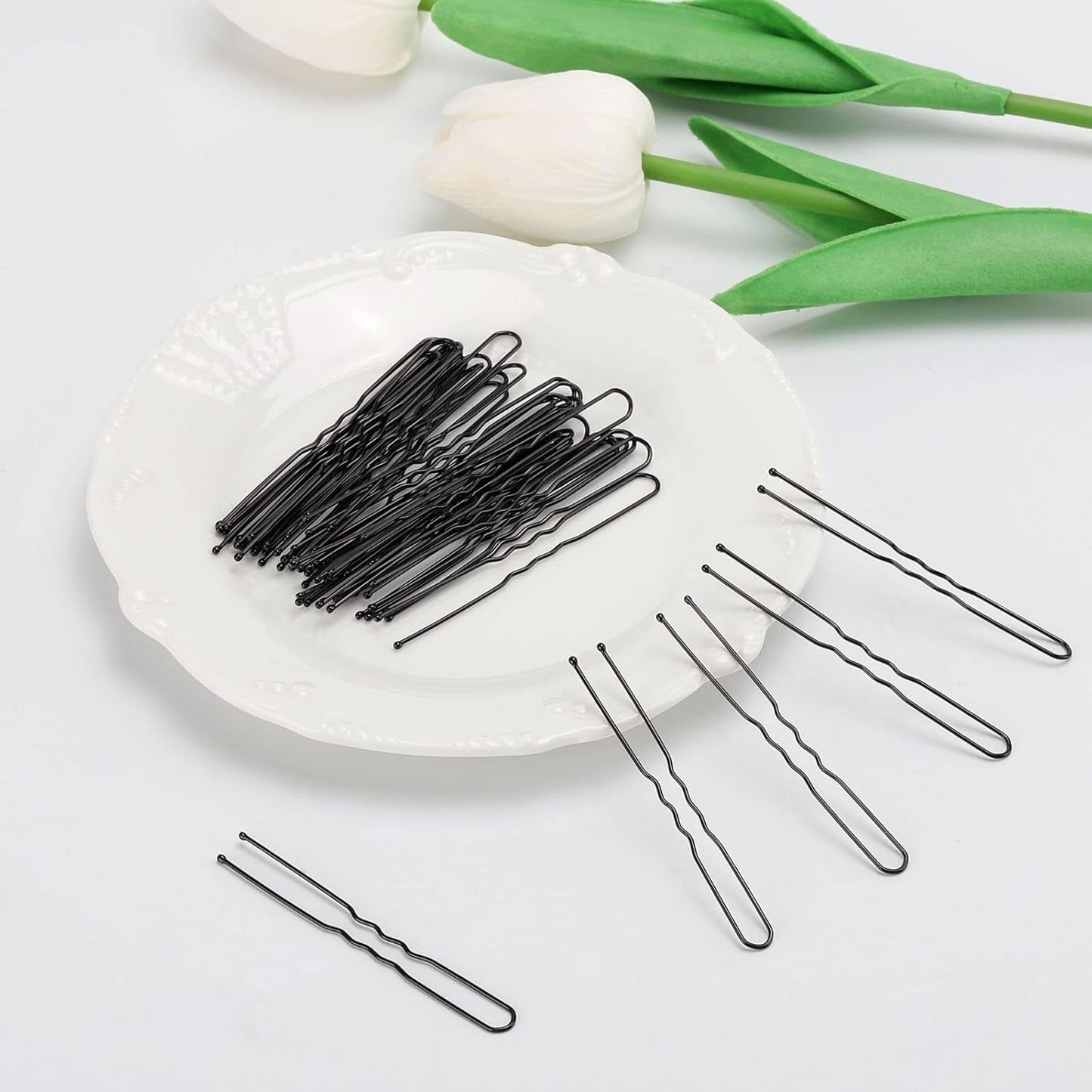 300 Hair Bun Bobby Pins U Shaped Pin Hair Grips to Clip Ballet Hair Net for Women 7 CM/2.8 Inch Black