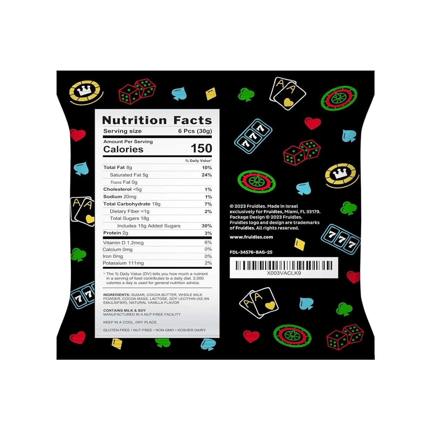 Casino Poker Chips, Belgian Milk Chocolate Coins, Kosher Certified Dairy, Non GMO (Pack of 25)