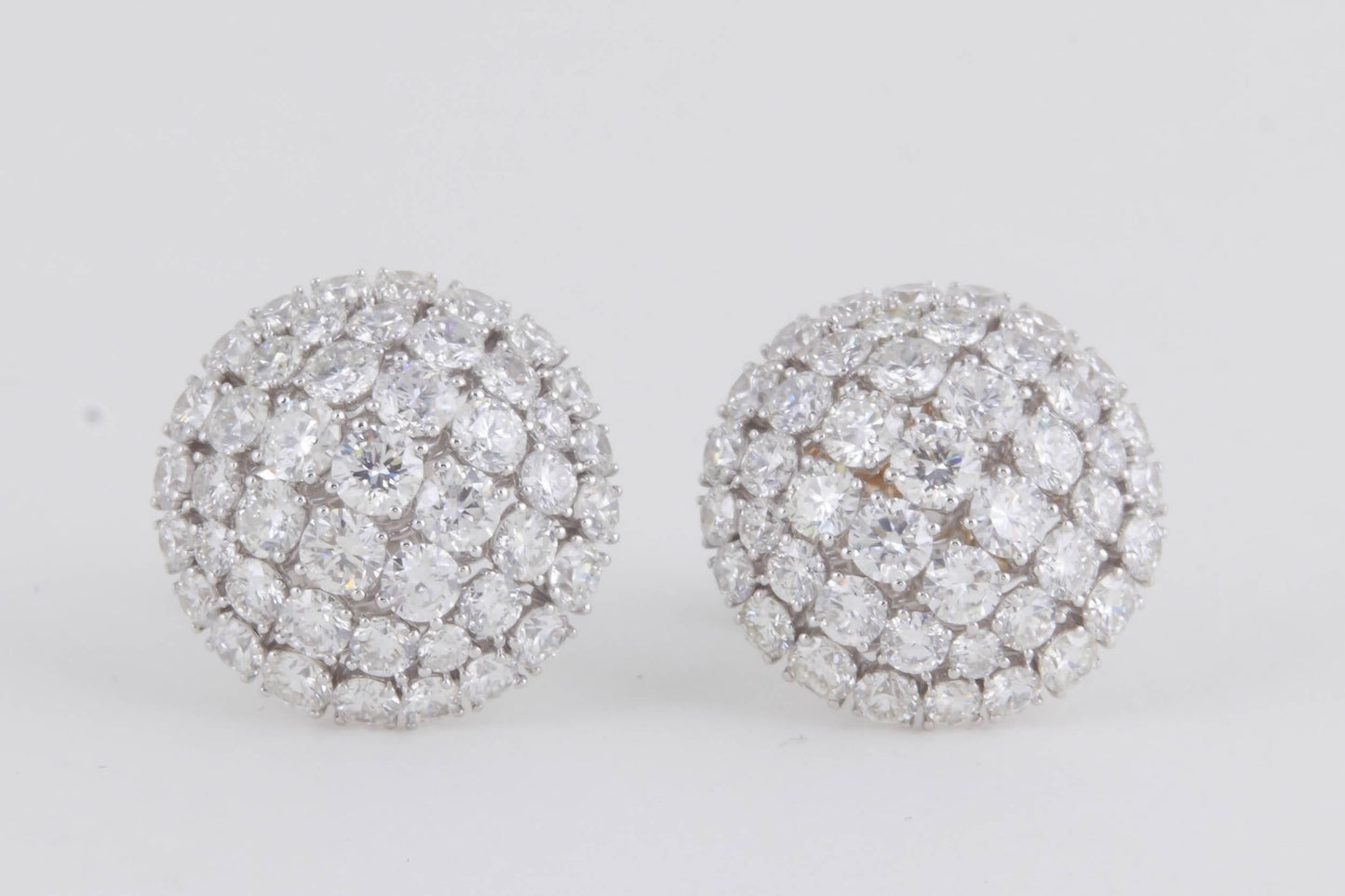 18k White Gold 4.95ct Diamond Dome Button Stud Earrings