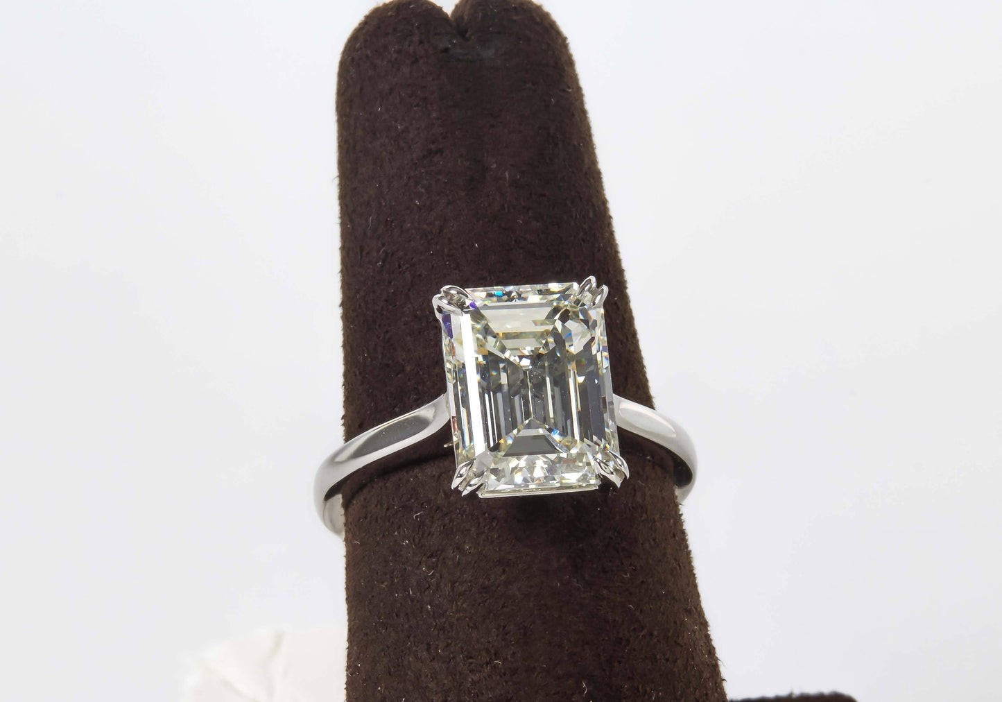 Elegant 4.26 Carat GIA Emerald Cut Diamond Platinum Solitaire Ring