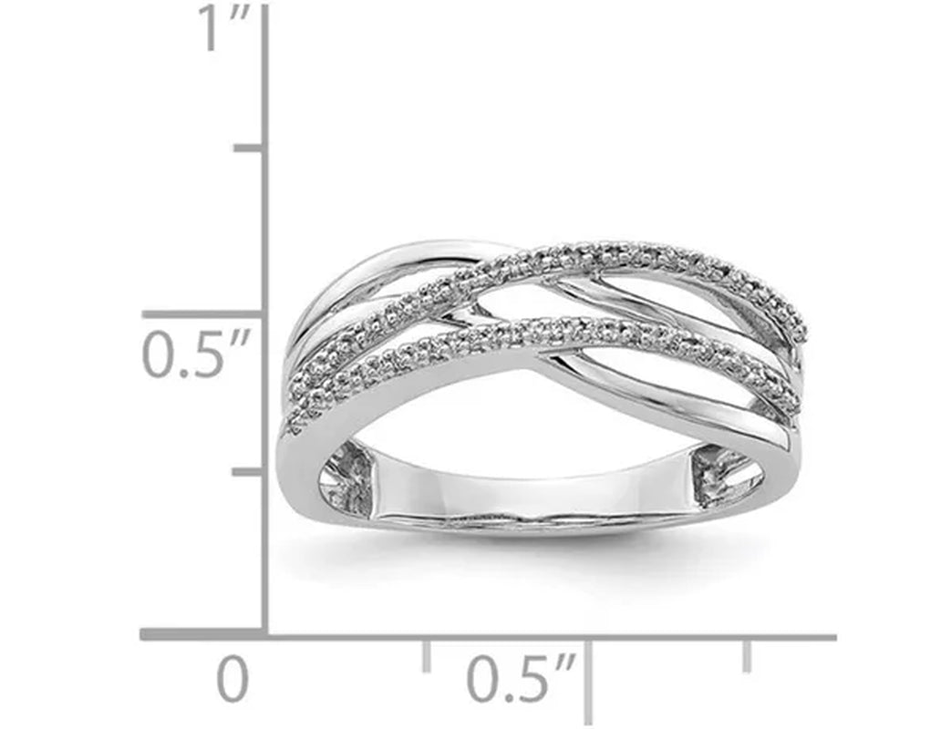 1/10 Carat (ctw) Diamond Crossover Ring in 14K White Gold