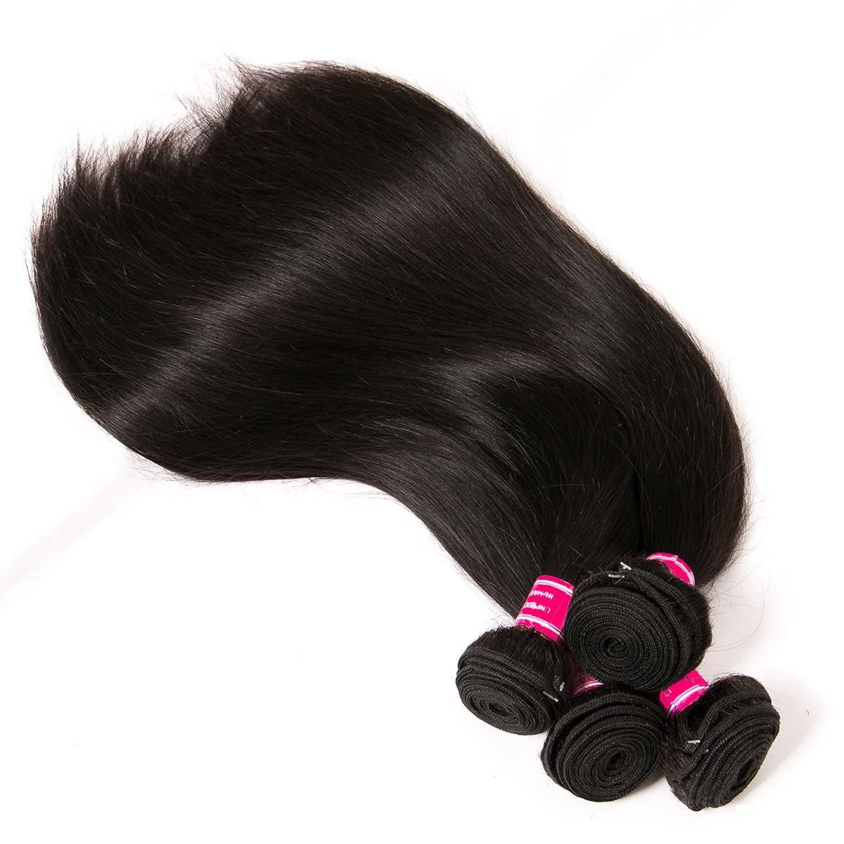 Brazilian Virgin Hair Straight 1 Bundle 100% Unprocessed Brazilian Straight Human Hair Weave Bundles Weaving Natural Black Color(18", 1Bundle)