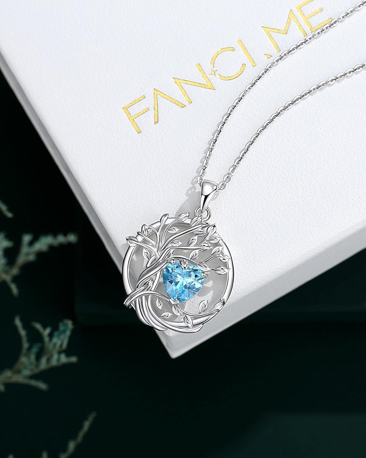 Tree of Life Birthstone Necklace Sterling Silver Pendant Birthstone Necklace Gemstone Anniversary Birthday Jewelry Christmas Gifts for Mom Her Wife