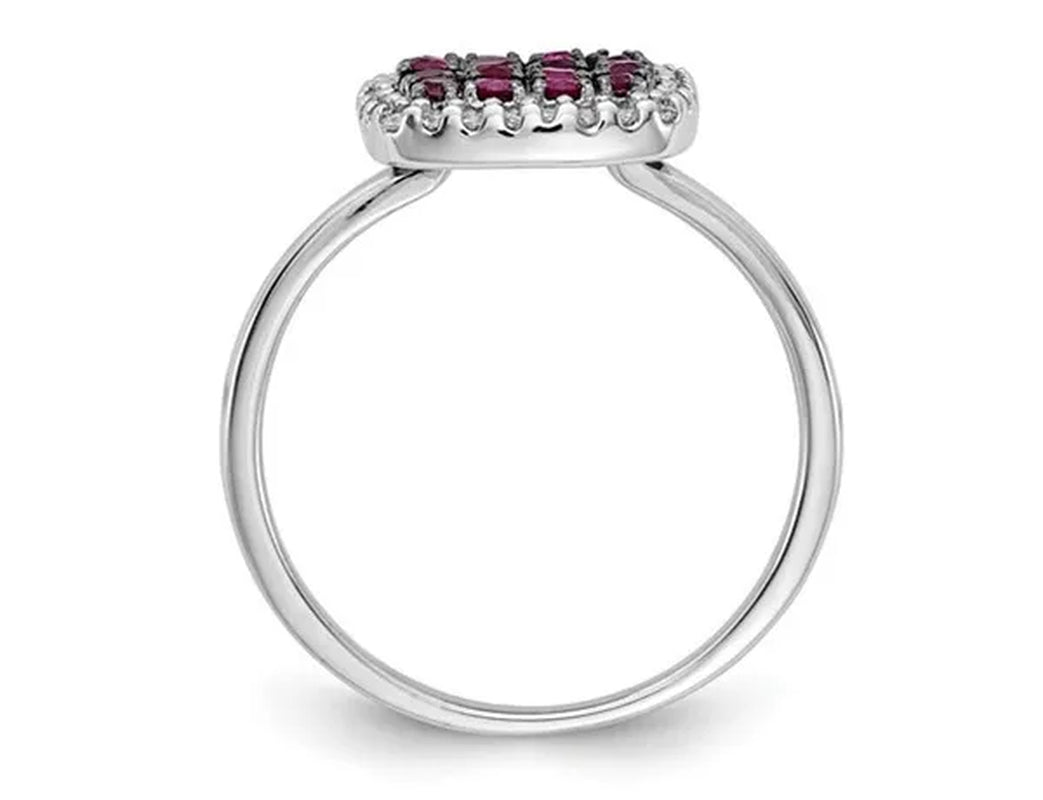 2/5 Carat (Ctw) Natural Ruby Cluster Ring in 14K White Gold