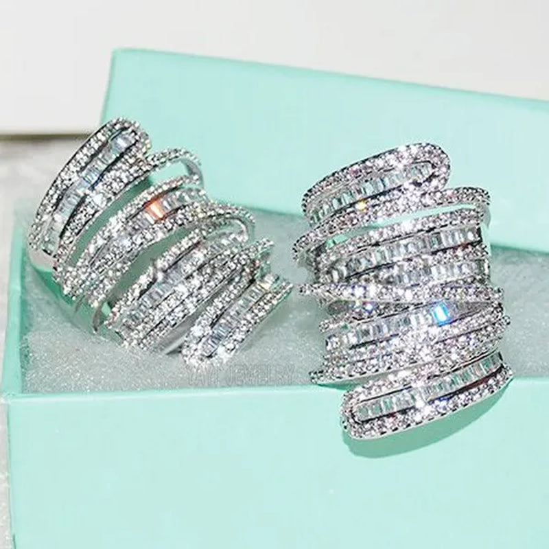 Elegant Silver White Sapphire Natural stone Birthstone Gemstones Engagement Wedding Anniversary Bride Man Women Ring Size 6 7 8 9 10