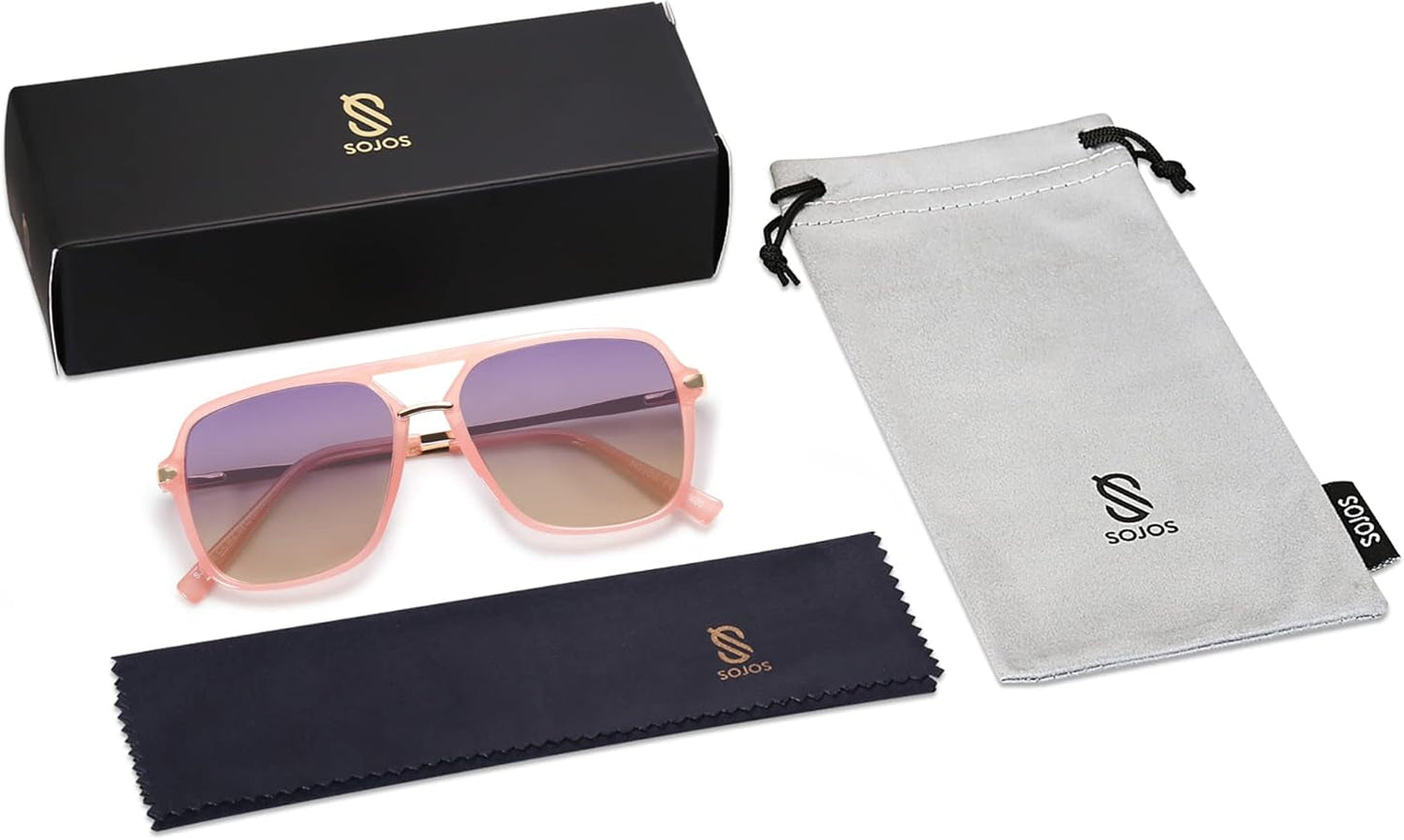 Sunglasses for Women & Men, Square, Retro, Polarized Lens, Trendy Aviator, 90S Shades
