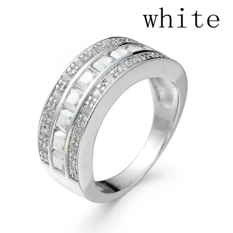 Fashion Women Men's Ruby CZ 925 Silver Plated Gem Ring Band Gift Size 7-11 (Choice Color and Size )