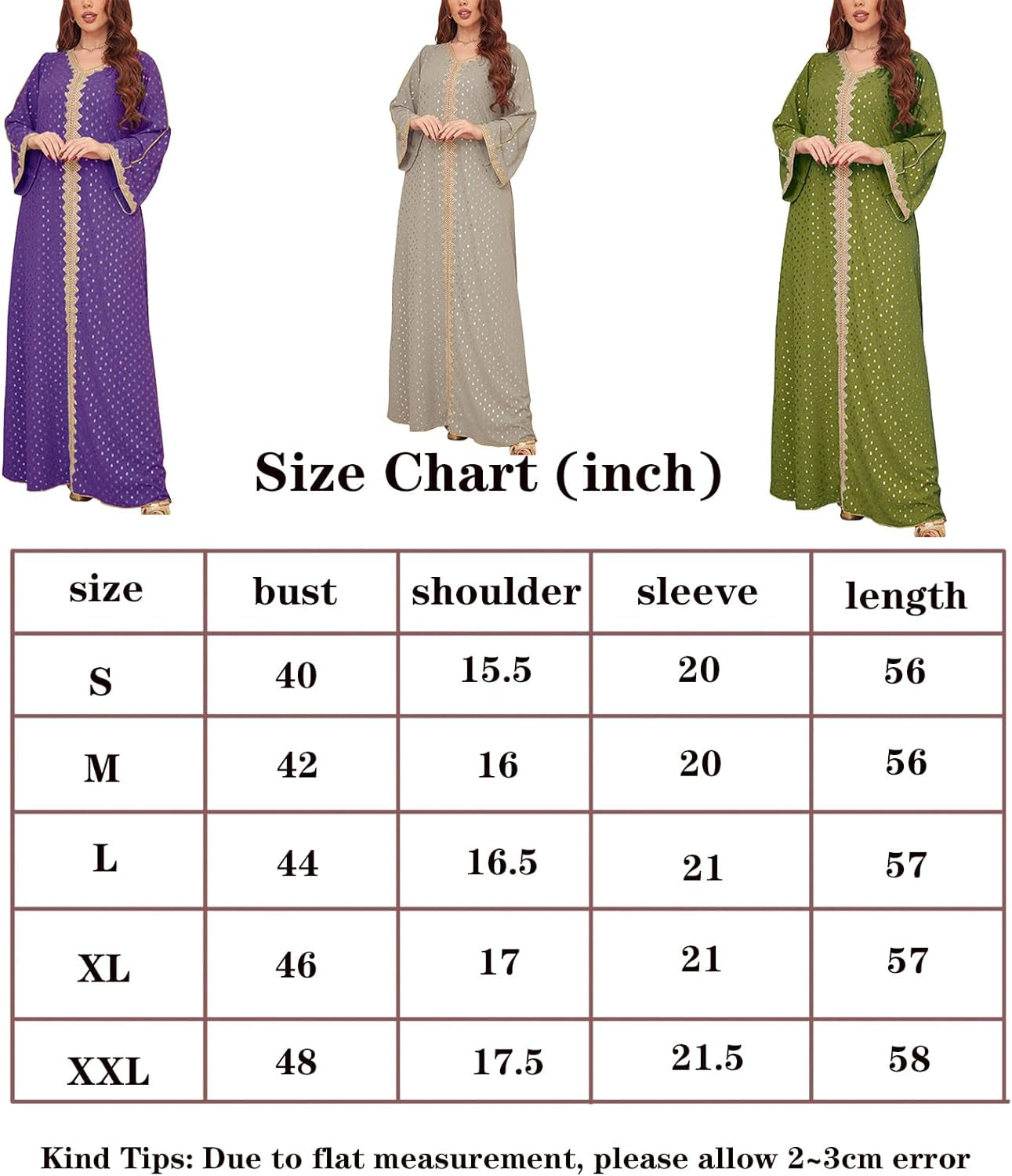 Women'S Muslim Abaya Dress V Neck Bronzing Long Sleeves Elegant Prayer Wear Daily Casual Dress
