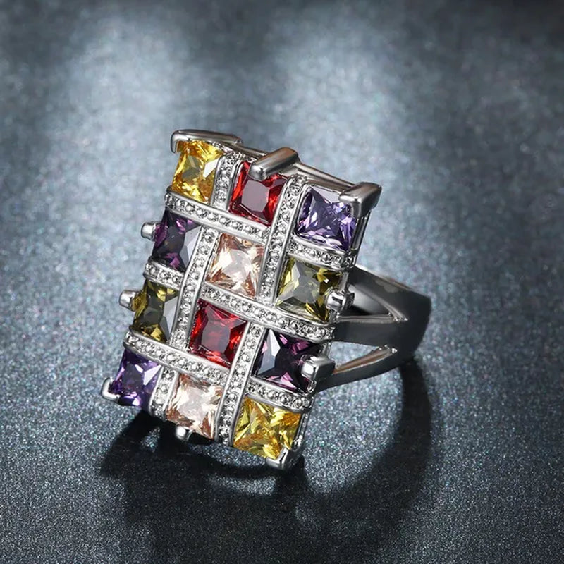 Fashion Woman Jewelry 925 Sterling Silver Gemstone Tanzanite Ruby Topaz Peridot Ring Size 6 7 8 9 10 11 12