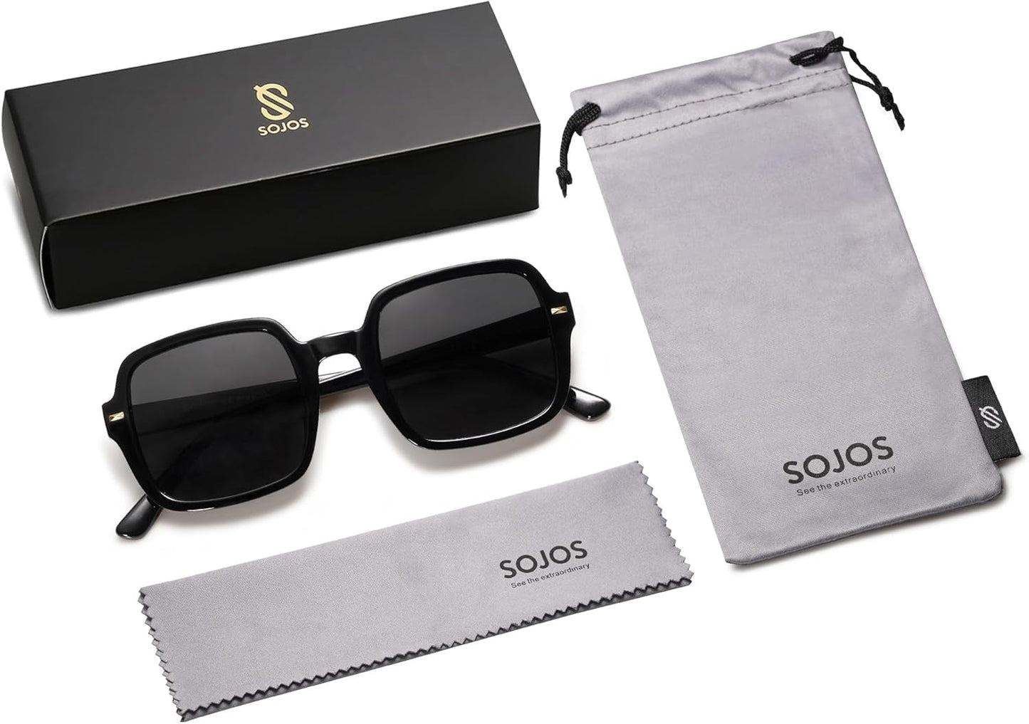 Retro Square Polarized Sunglasses for Women Men Classic Trendy Sunnies SJ2226