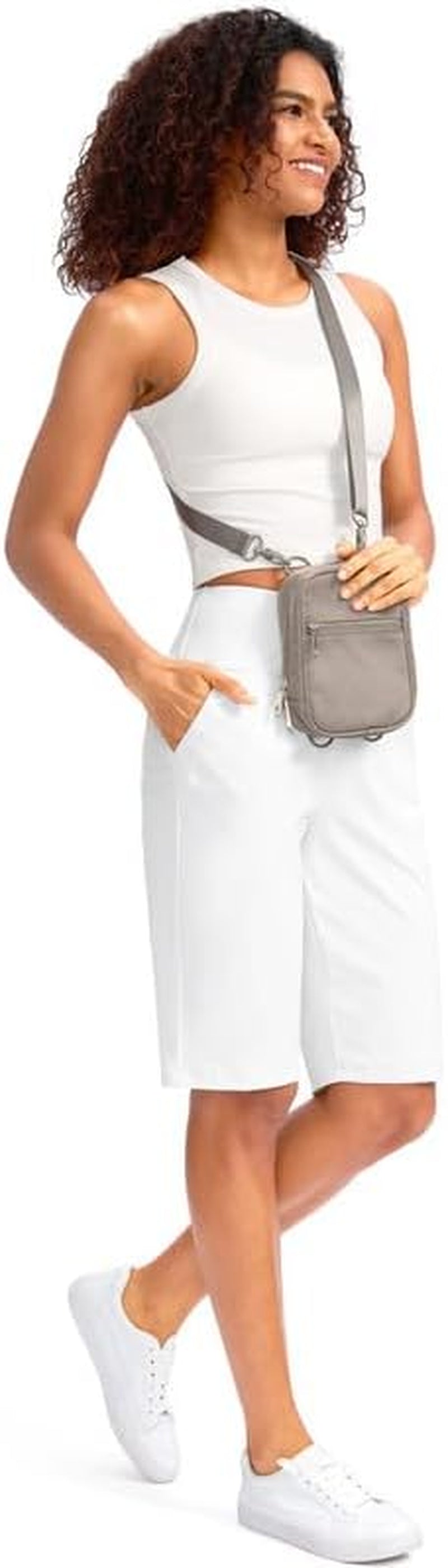 Women'S 12" Bermuda Long Shorts with Pockets High Waisted Stretch Knee Length Shorts for Women Summer Walking