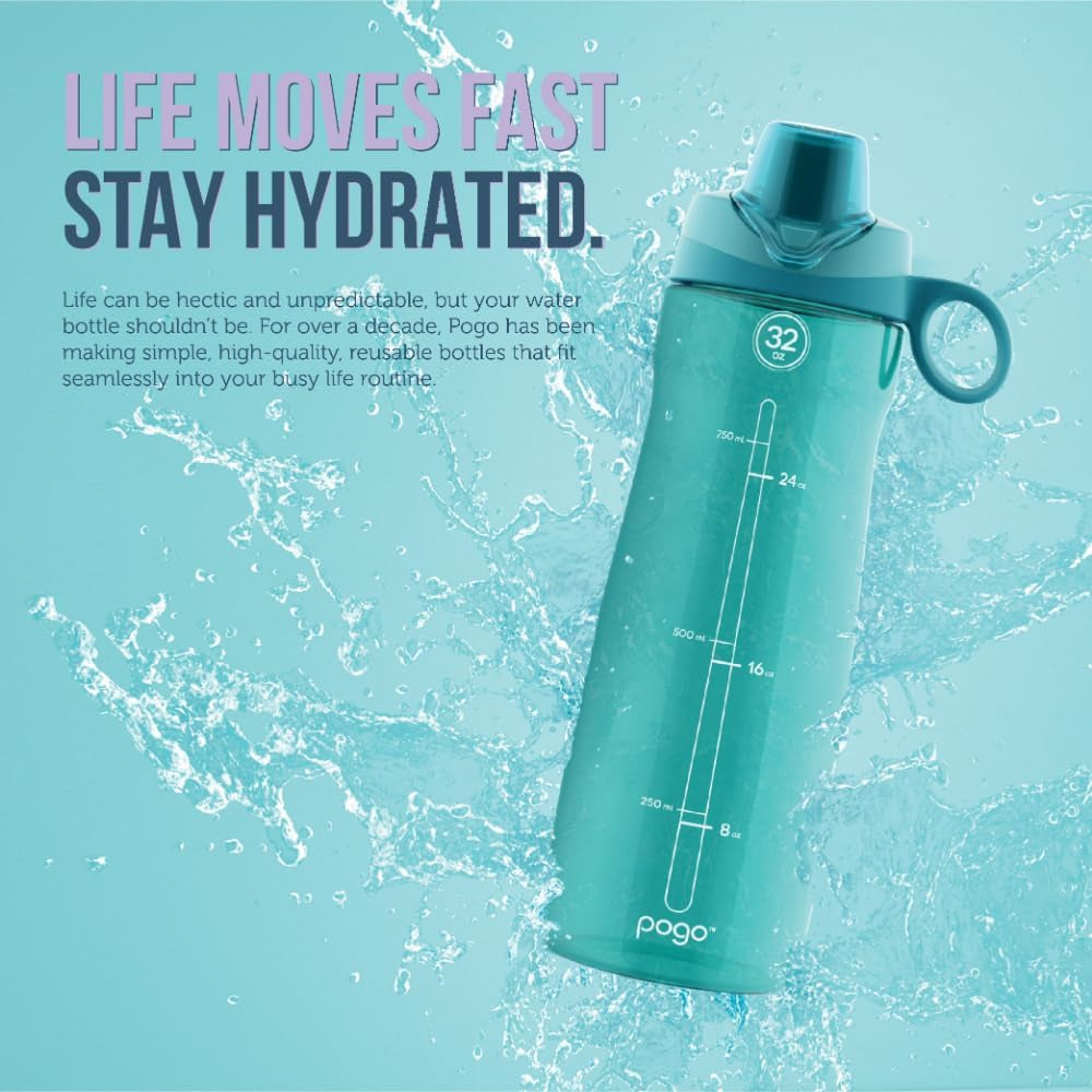 Plastic Water Bottle with Straw Lid and Carry Handle, Reusable, BPA Free, Dishwasher Safe, Perfect for Travel, School, Outdoors, and Gym | 32Oz, 40Oz