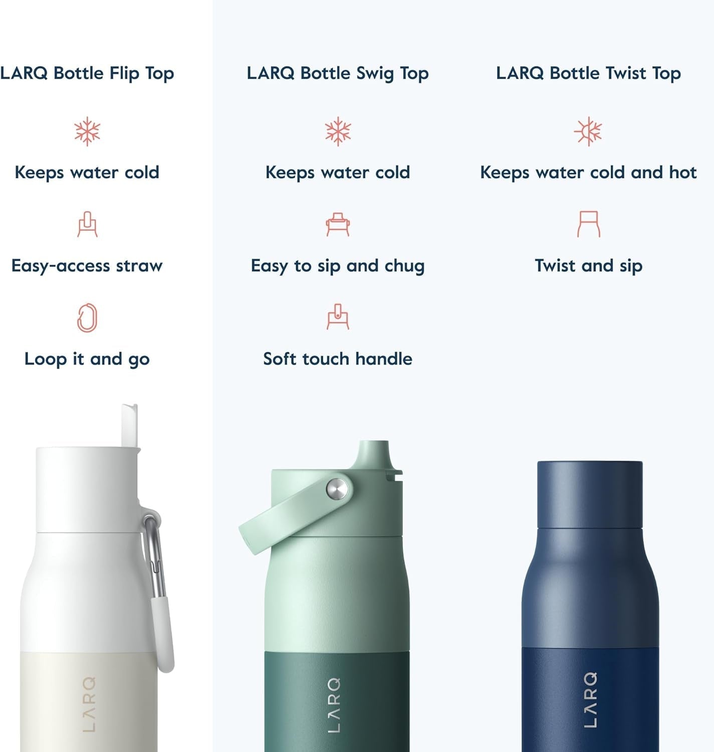 Bottle Flip Top 17 Oz - Insulated Reusable Stainless Steel Water Bottle with Straw | Thermos, BPA Free | for Sports, Gym, and Travel | Keep Drinks Cold for 24 Hours | Granite White