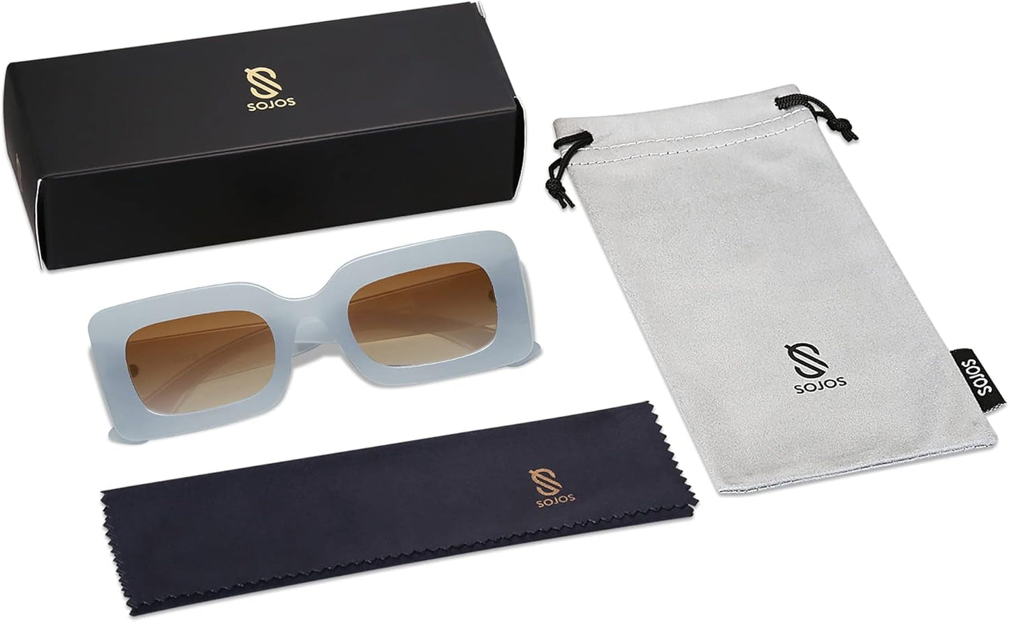 Retro 90S Nude Rectangle Sunglasses Womens Mens Trendy Chunky Glasses
