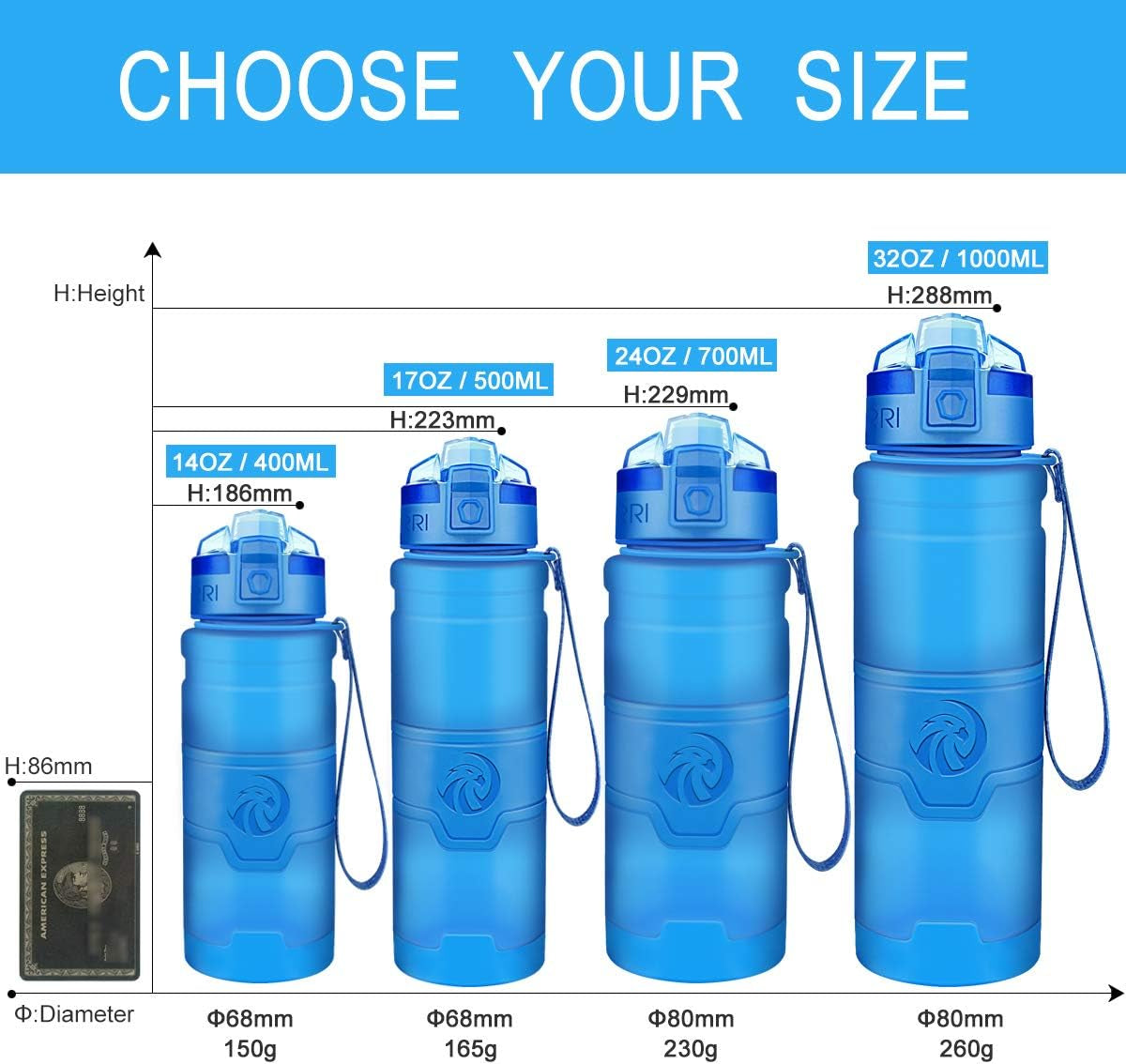 Sports Water Bottle, 400/500/700Ml/1L, BPA Free Leak Proof Tritan Lightweight Bottles for Outdoors,Camping,Cycling,Fitness,Gym,Yoga- Kids/Adults Drink Bottles with Filter, Lockable Pop Open Lid