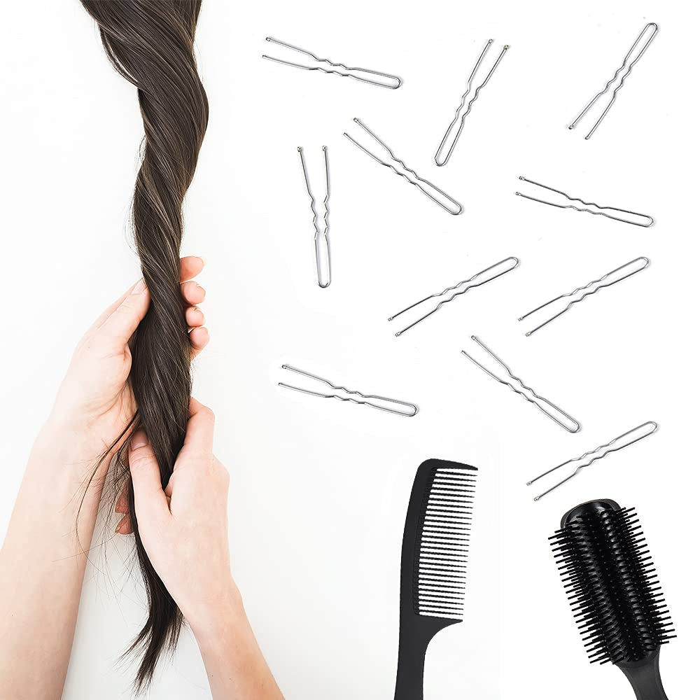 U Shaped Hair Pins, 2.4Inch Hair Pins for Women with Storage Box, Silver