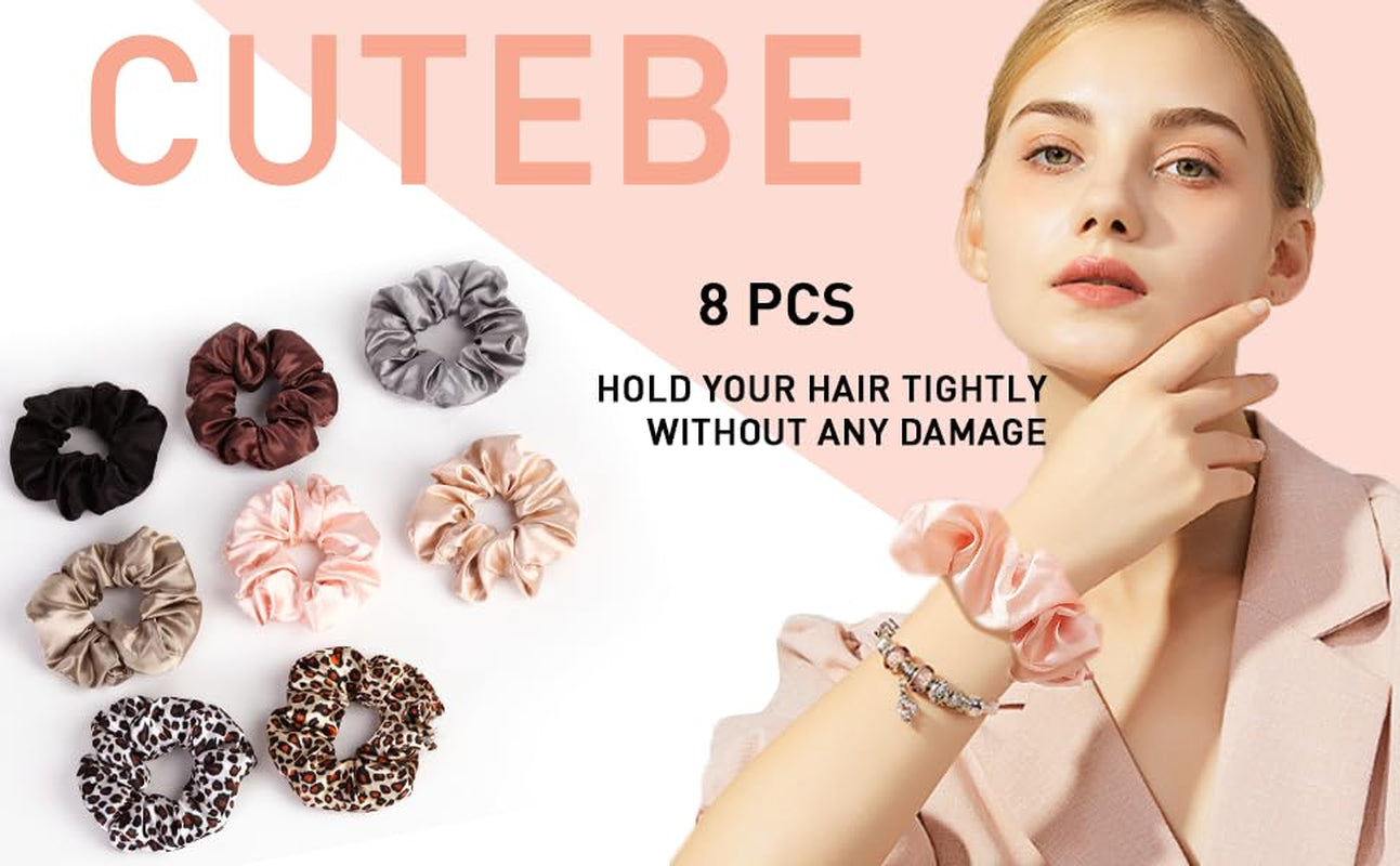 8 Pack Hair Ties Silk Scrunchies for Women Soft Satin Hair Scrunchies Elastic Hair Ties No Damage Ponytail Holders Rubber Bands Hair Accessories Gifts (Mix Color a (8 Pack))
