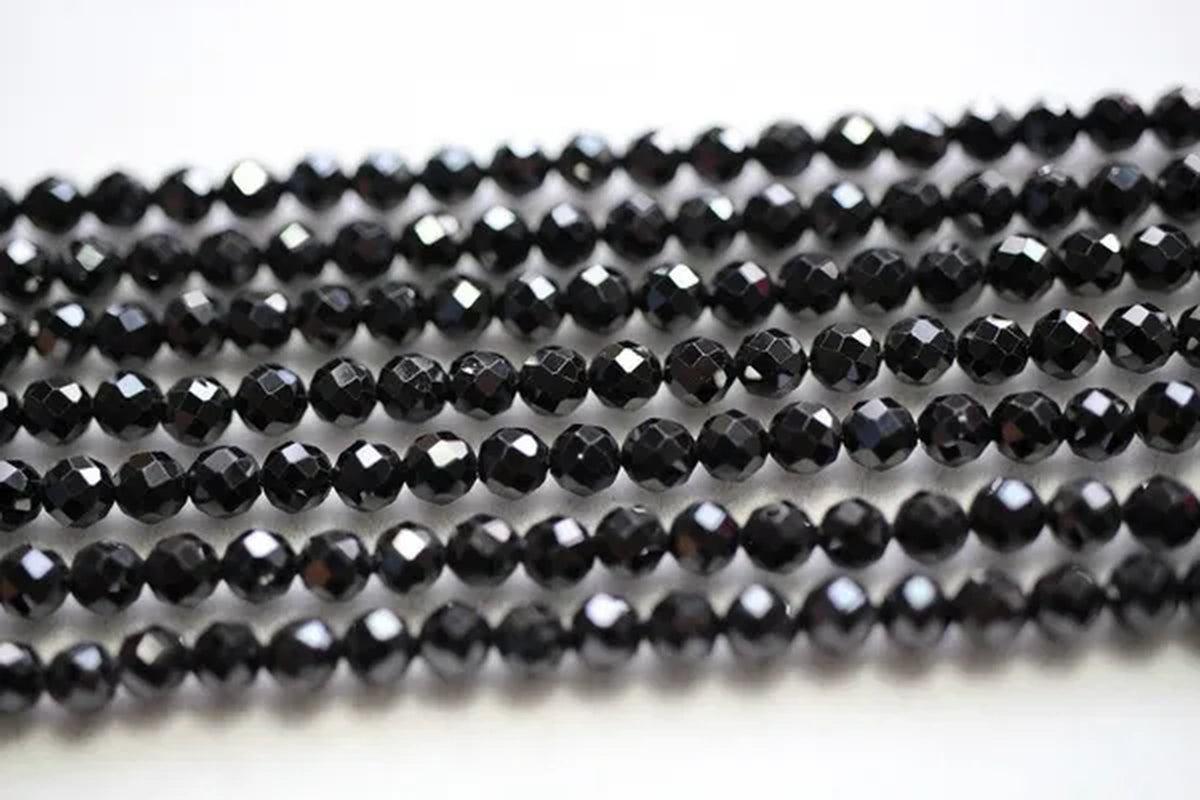 Natural 4mm black spinel faceted round loose beads for jewelry necklace DIY design or gift