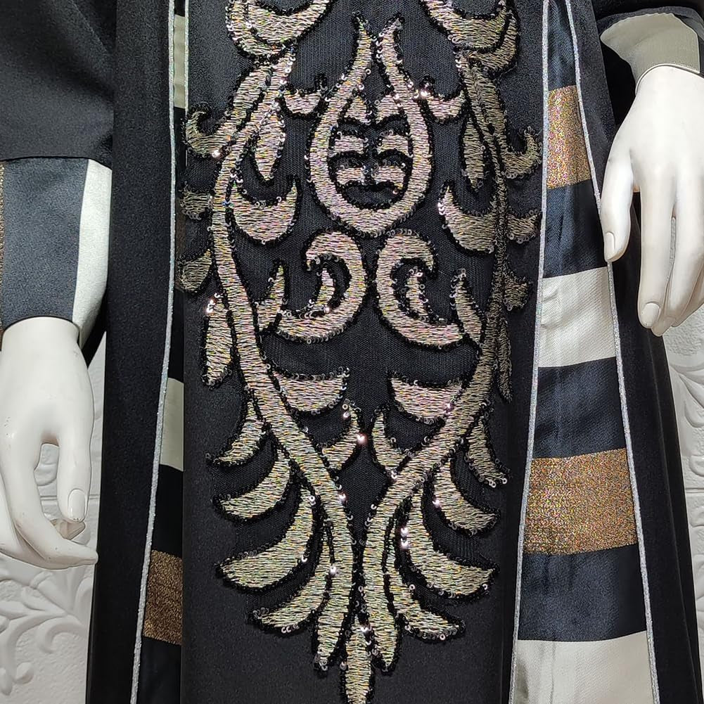 Abayas for Women Muslim Long Sleeve Embroidery Applique Maxi Kaftan Dresses Casual Loose Full Cover Islamic Dubai Robe