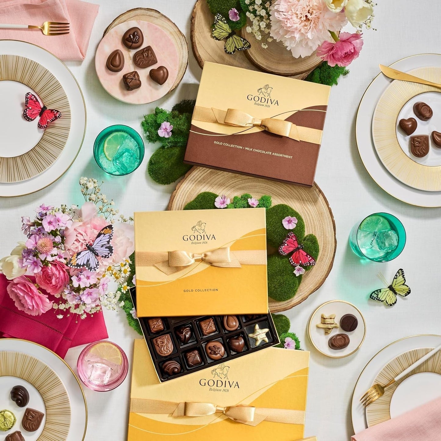 Chocolate Gift Box for Birthday, Graduation, Thank You, Father'S Day Gift Basket Gold Ribbon Gourmet Nuts Dark and Milk Chocolate Candy Assortment with Praline and Caramel, 18Pc