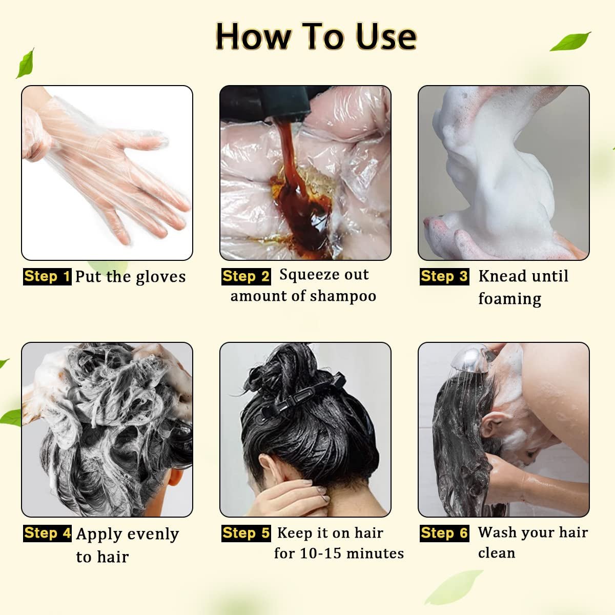 Black Hair Dye Shampoo 3 in 1 for Gray Hair, Hair Color Shampoo for Women and Men, Instant Shampoo Hair Dye-100% Grey Hair Coverage (16.9 Fl Oz)