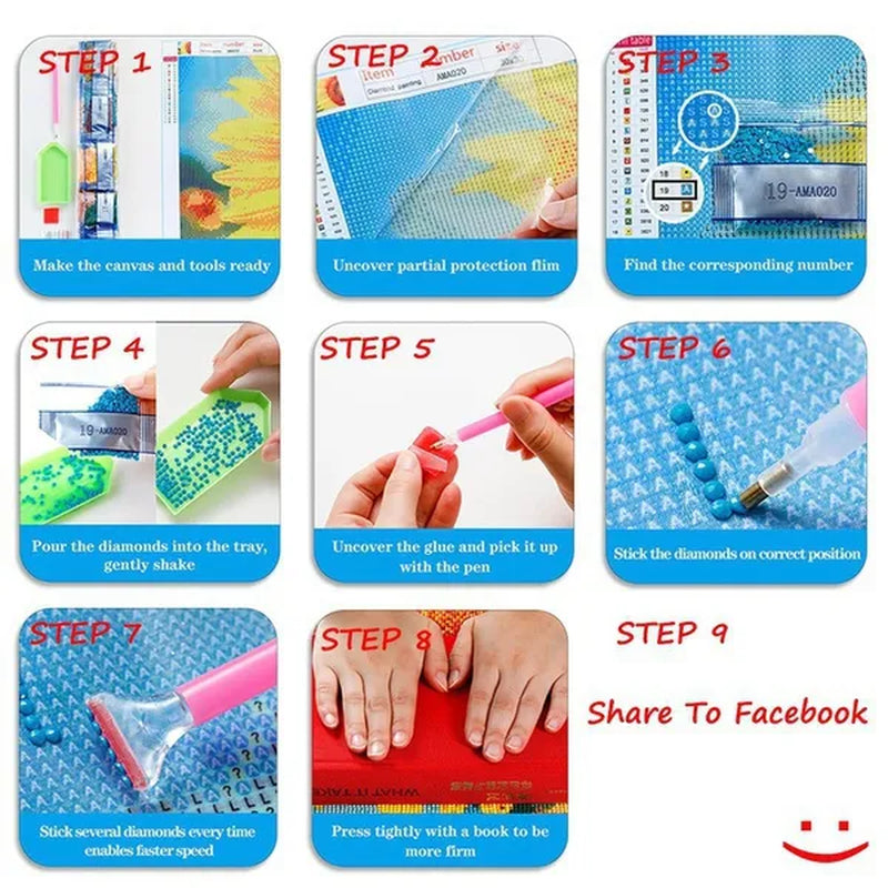 5D Diamond Painting,Diamond Art , Diamond Painting Kits DIY Round Rhinestone Diamond Art Kits for Adults, Diamond Paintings Are Interesting and Meaningful Wall Decorations