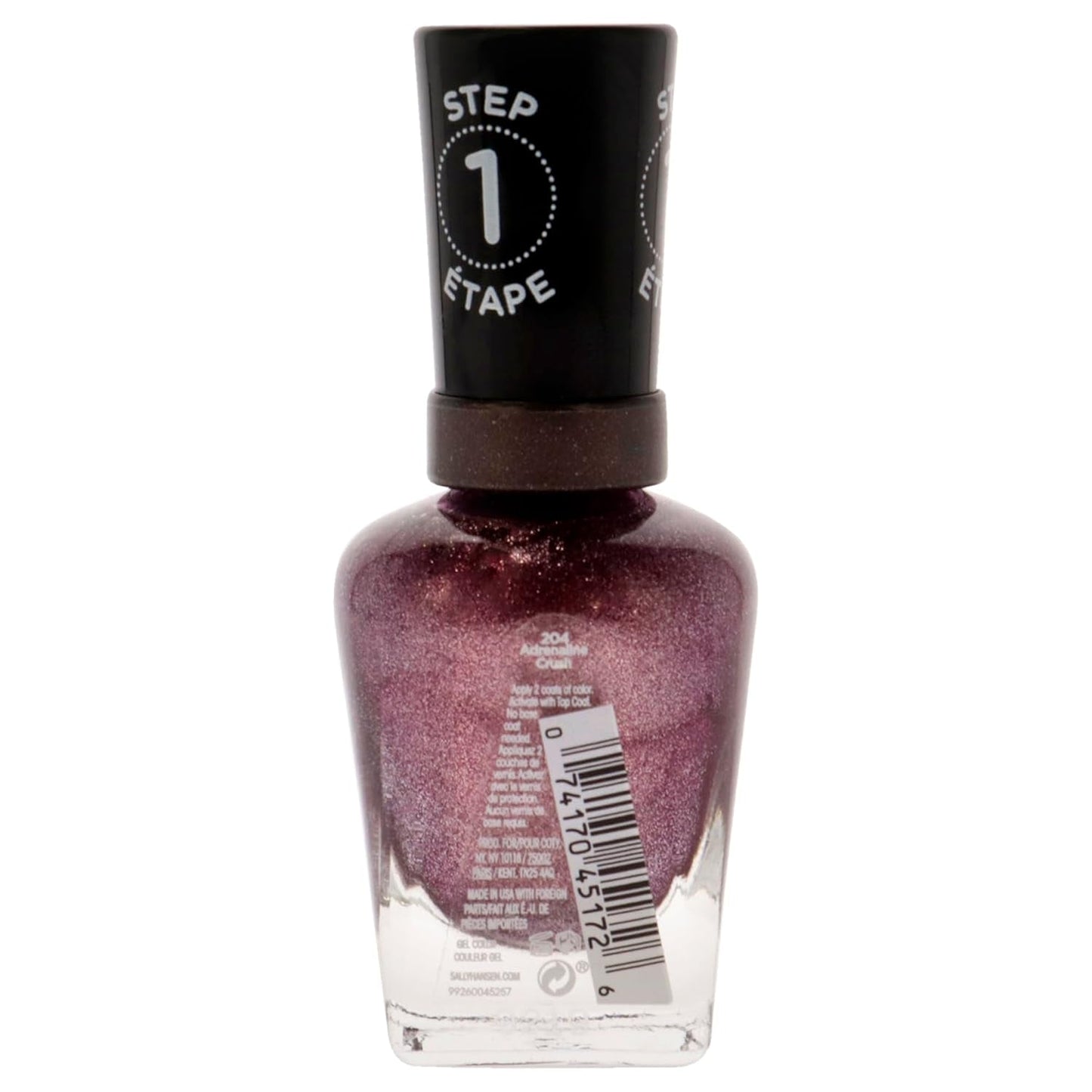 Miracle Gel™, Adrenaline Crush, Long Lasting, Gel-Like Formula, No UV Lamp Needed, Grey Glitter Nail Polish