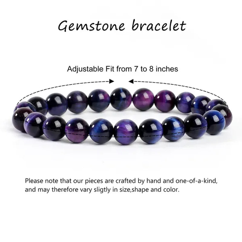 Hot Sale 6-8mm Unisex Natural Stone Bracelet Malachite/Tiger Eye/amethyst/agate/gemstone Bracelet Round Bead Elastic Bracelet Handmade Chakra Treatment Stone Jewelry Ladies Mens Girls