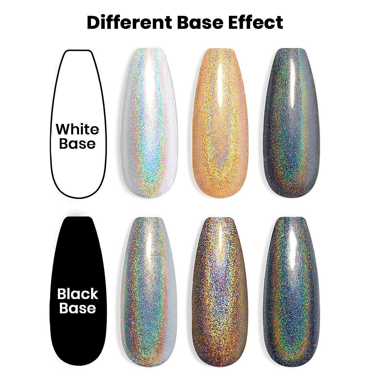 Holographic Gel Nail Polish Set 3PCS Black Gold Silver Gorgeous Glossy Soak off Nail Gel with Glitter Mermaid Unicorn Effect Lamp Curing Required for Nail Art Design Manicure Salon DIY at Home