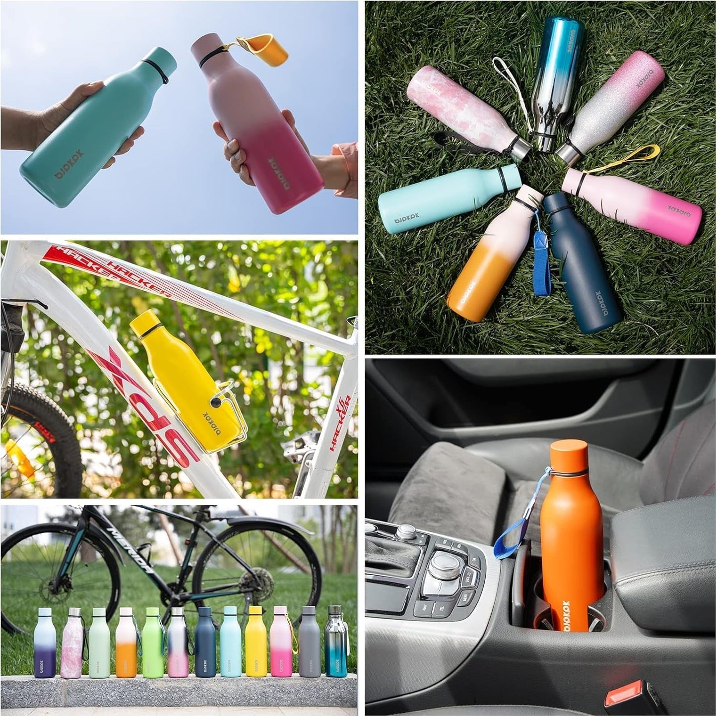 Insulated Water Bottles, 18 Oz Stainless Steel Metal Water Bottle with Strap, BPA Free Leak Proof Thermos, Mugs, Flasks, Reusable Water Bottle for Sports & Travel, Navy Blue