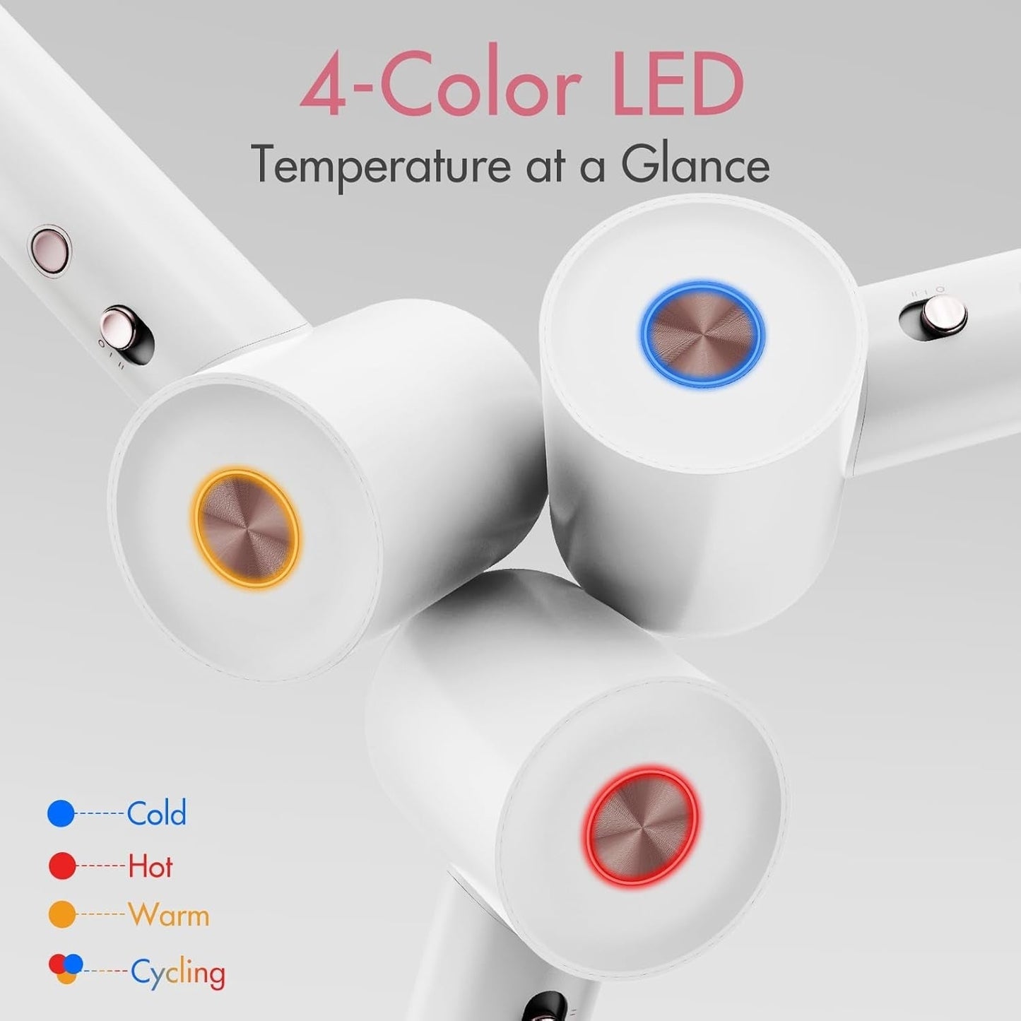 Negative Ionic High Speed Hair Dryer, Professional Brushless Blow Dryer for Fast Drying, 2 Speeds & 4 Temps Thermo-Control, Lightweight & Quiet Hairdryer for Home & Travel