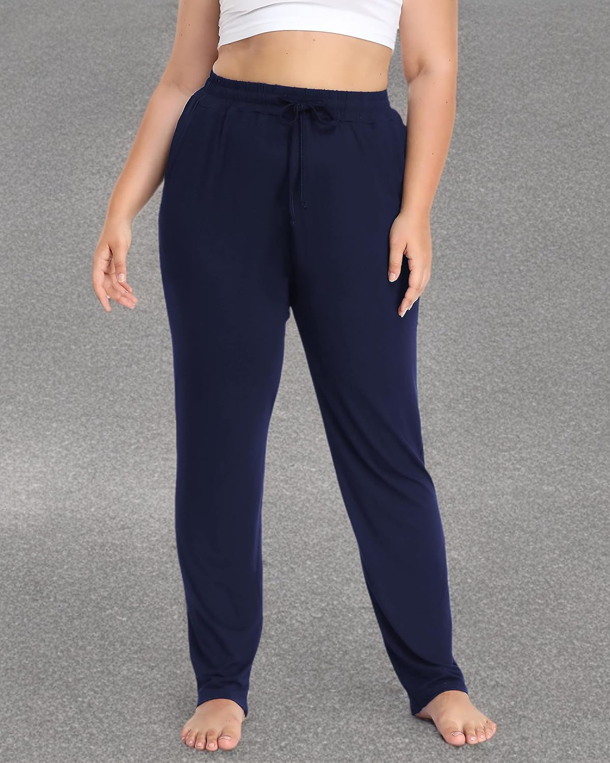 Women'S plus Size Comfy Lounge Pants Active Yoga Sweatpants Casual Stretchy Jogger Pants with Pockets Drawstring