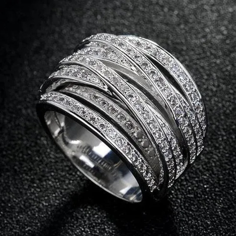 Fashion Jewelry 925 Sterling Silver Diamond White Sapphire Ring Size6-10