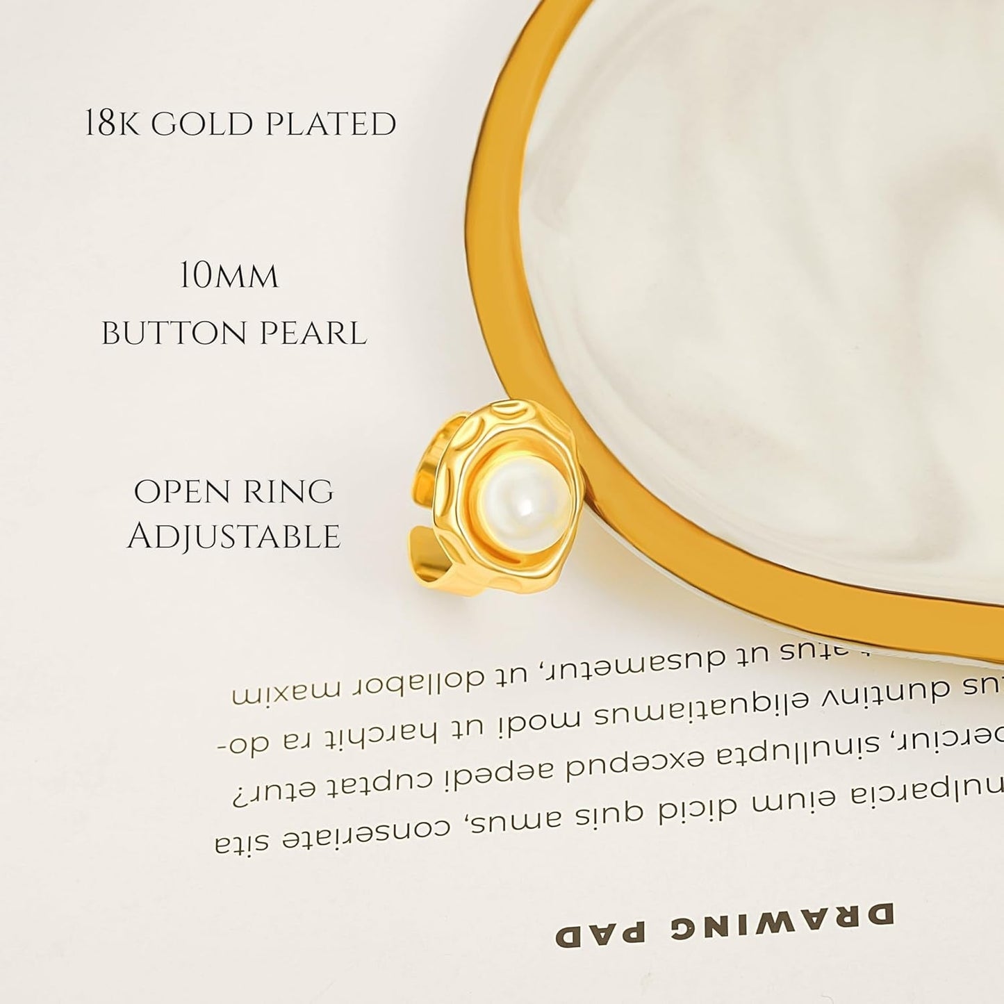 18K Gold Adjustable Circle Ring, Simple Link Chain Knuckle Rings CZ, Fashion Stacking Finger Jewelry